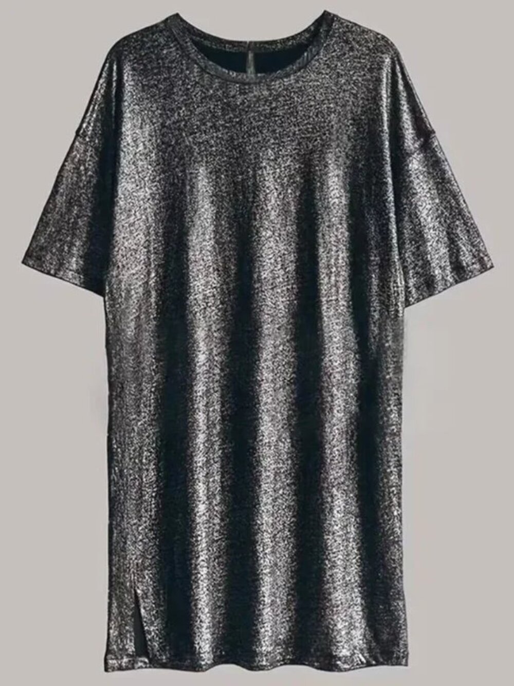 Deep Grey Grunge Streetwear Nian Short Sleeve Mini Dress